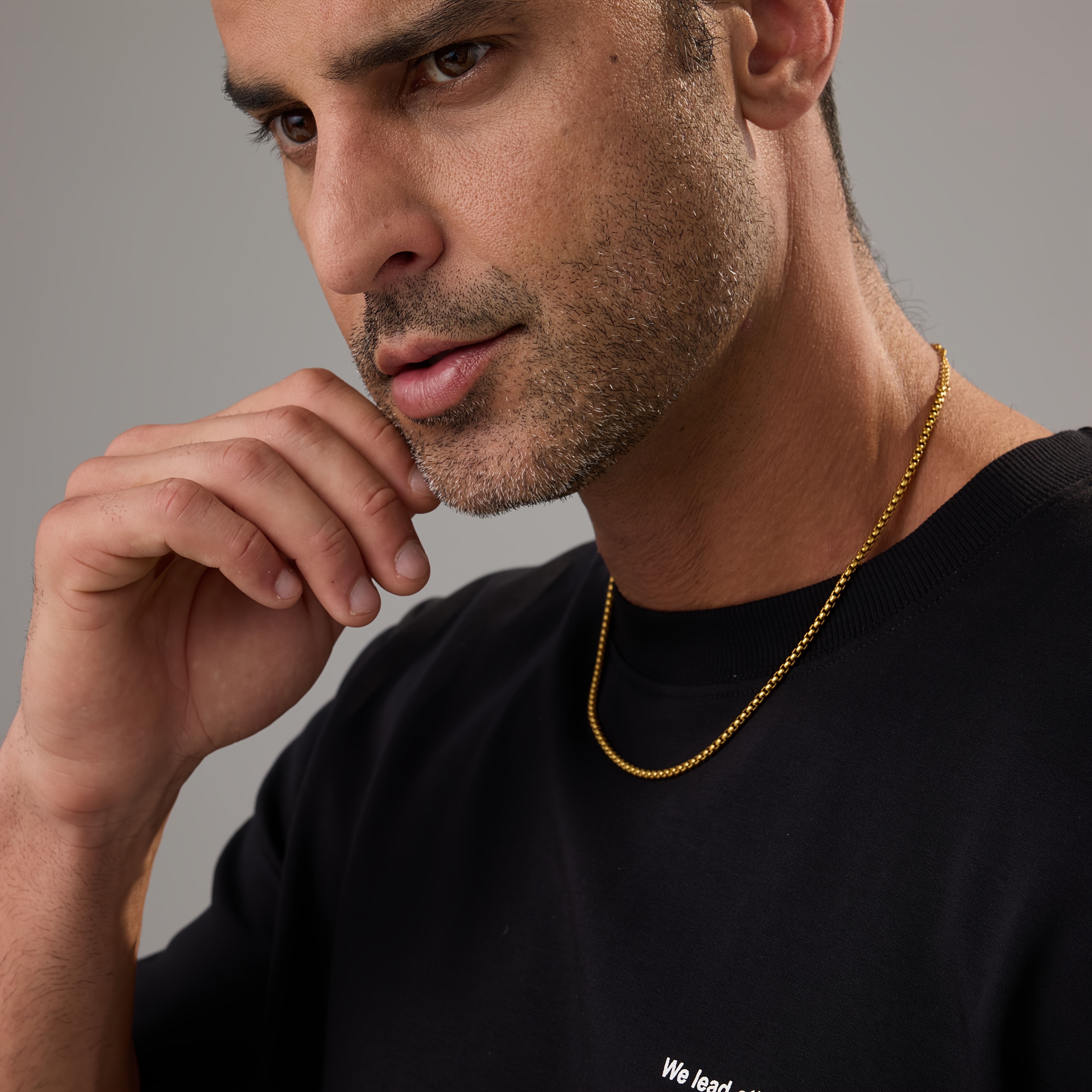 Men's Classic Casual 316 Stainless Steel Necklace, Beaded Chain